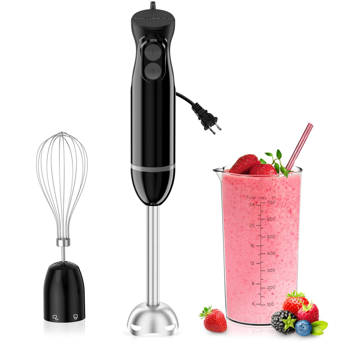 Bonsenkitchen Immersion Hand Blender, Smoothie, Puree, Baby Food