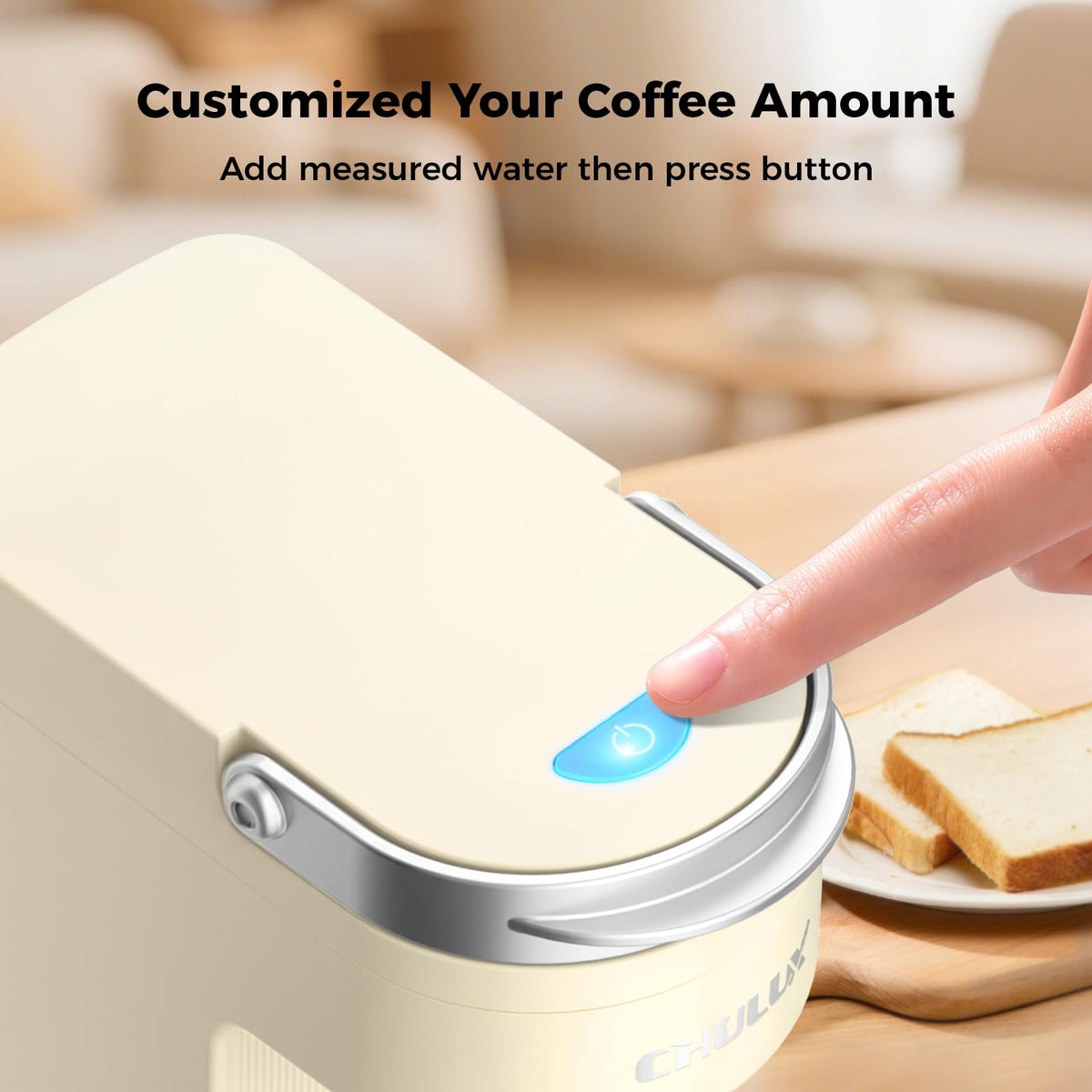 CHULUX Slim Single Serve Coffee Maker for K Cup, One Cup Design, Matte Navy