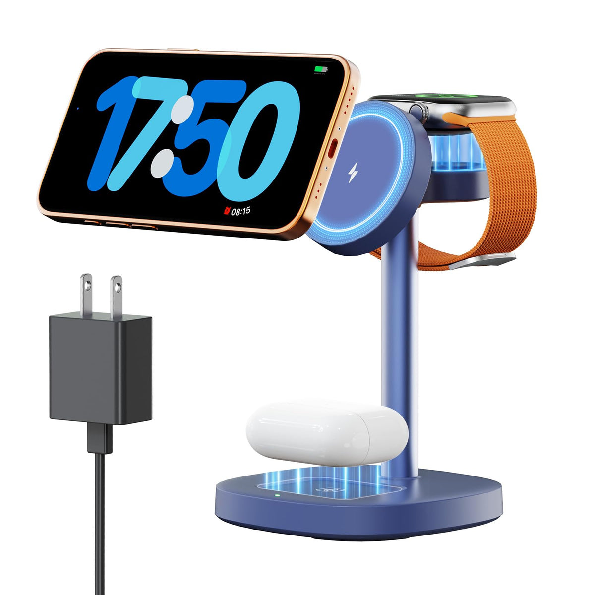 3 in 1 Fast Charging Station, 15W Magnetic Wireless Charger Stand