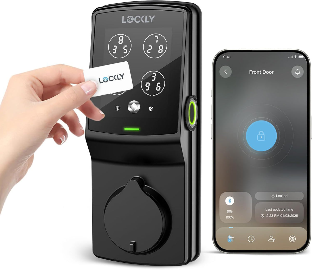 Lockly Secure Plus RFID Smart Deadbolt Lock Keyless Entry with Fingerprint