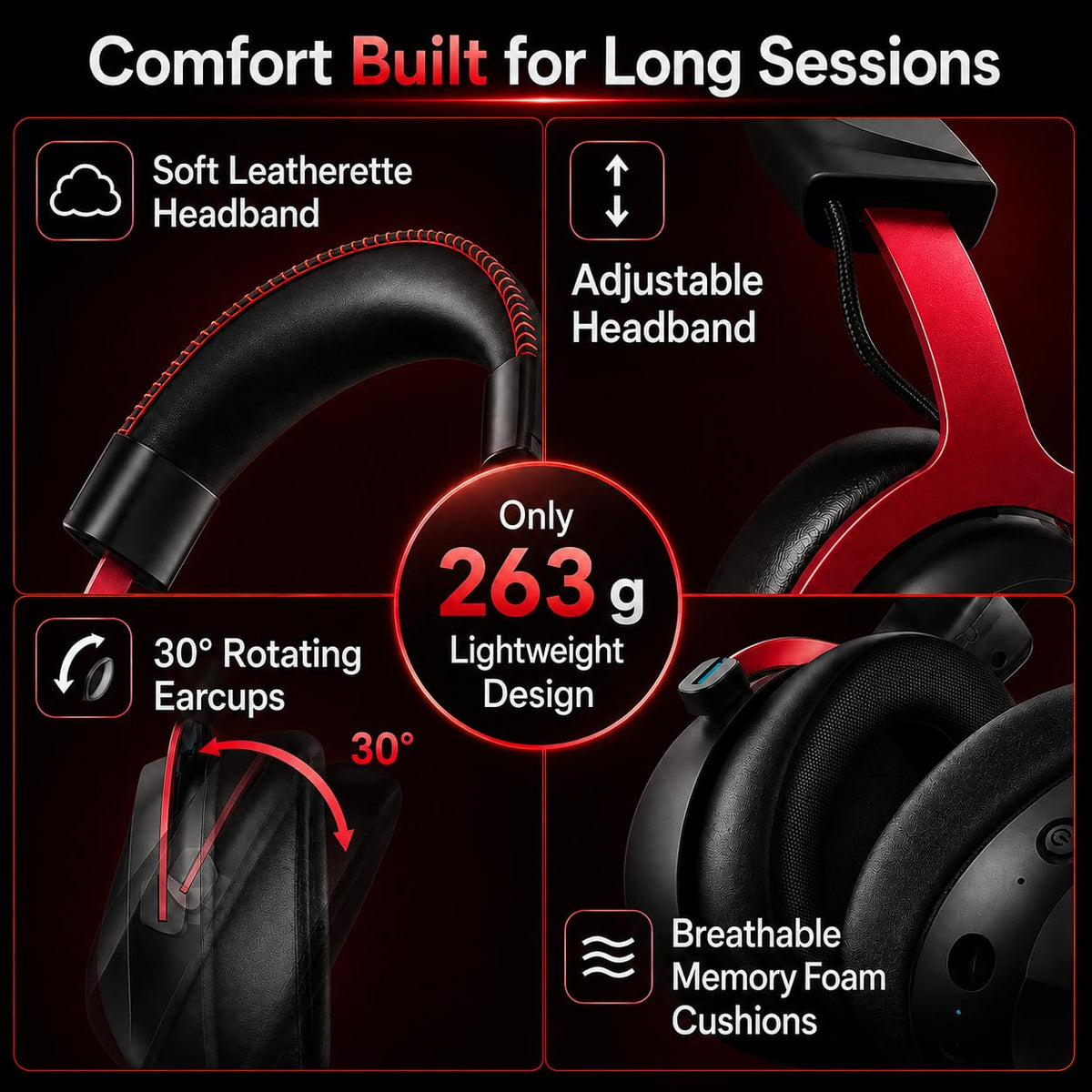Motast 2.4GHz Wireless Gaming Headset for PC PS5 PS4 Switch,100Hrs, BT6.0
