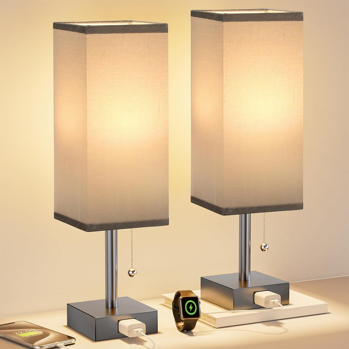Fenmzee Bedside Lamp for Bedroom Set of 2 - Small Table Lamp for Nightstand