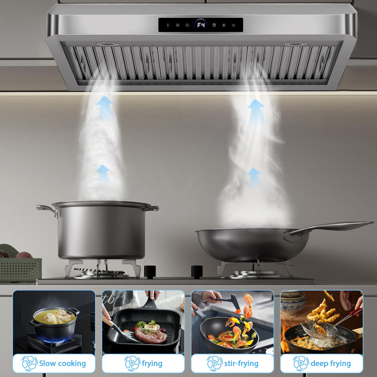 30 inch Under Cabinet Range Hood 1200 CFM Stainless Steel Vent Hoods