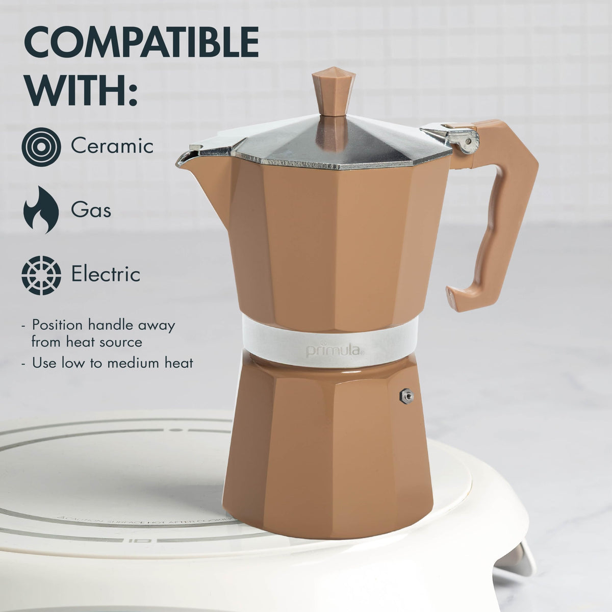 Primula Classic Stovetop Espresso and Coffee Maker, Moka Pot for Italian and Cuban Café Brewing, Greca Coffee Maker, Cafeteras, 9 Espresso Cups, Silver