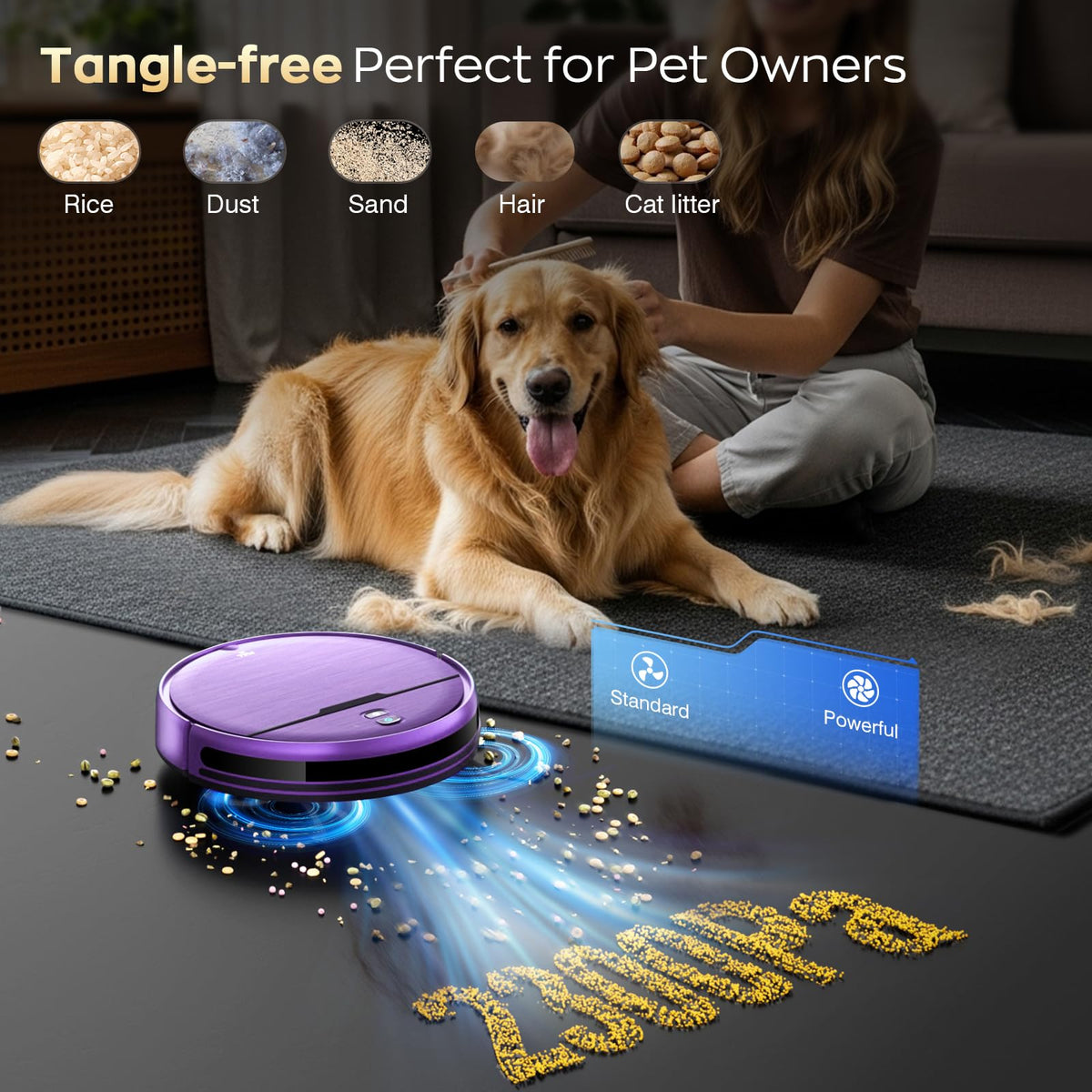 Robot Vacuum and Mop, Strong Suction, App Control, Pet Hair, Self-Charging