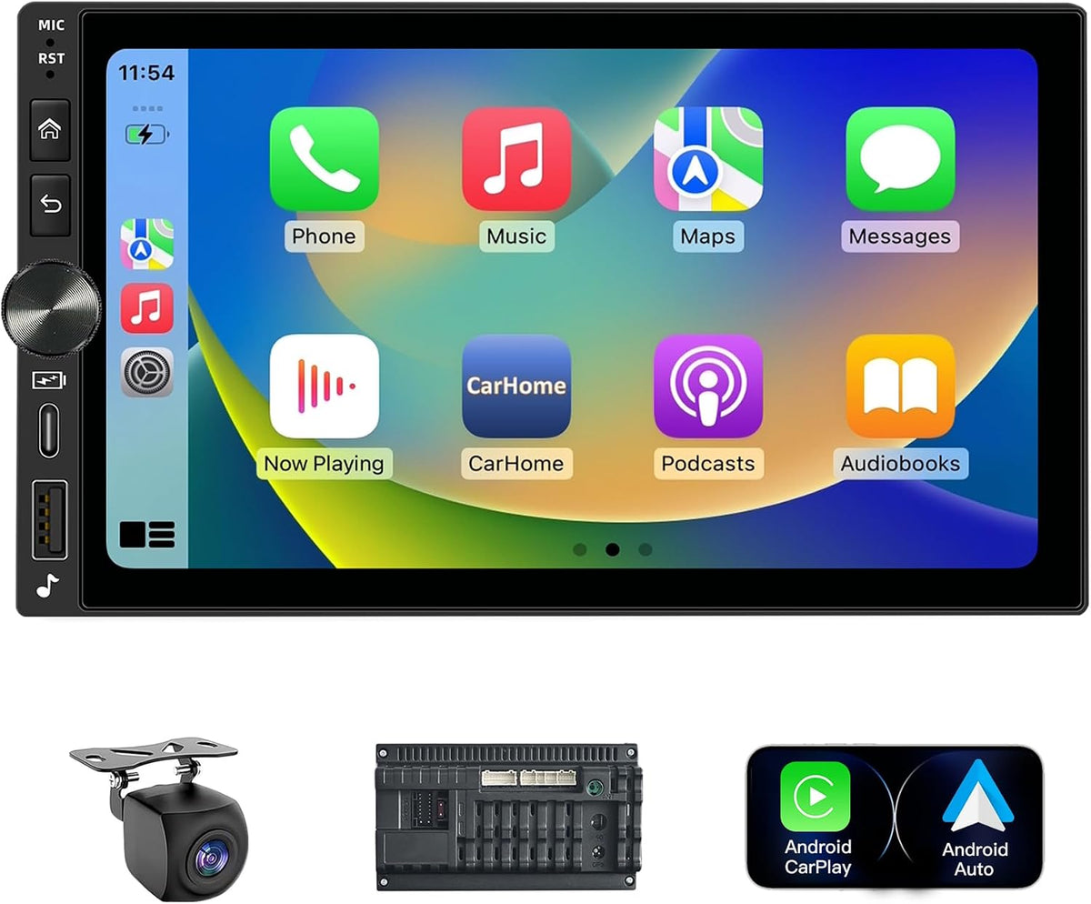 7" Double Din Car Stereo, Wireless CarPlay & Android Auto
