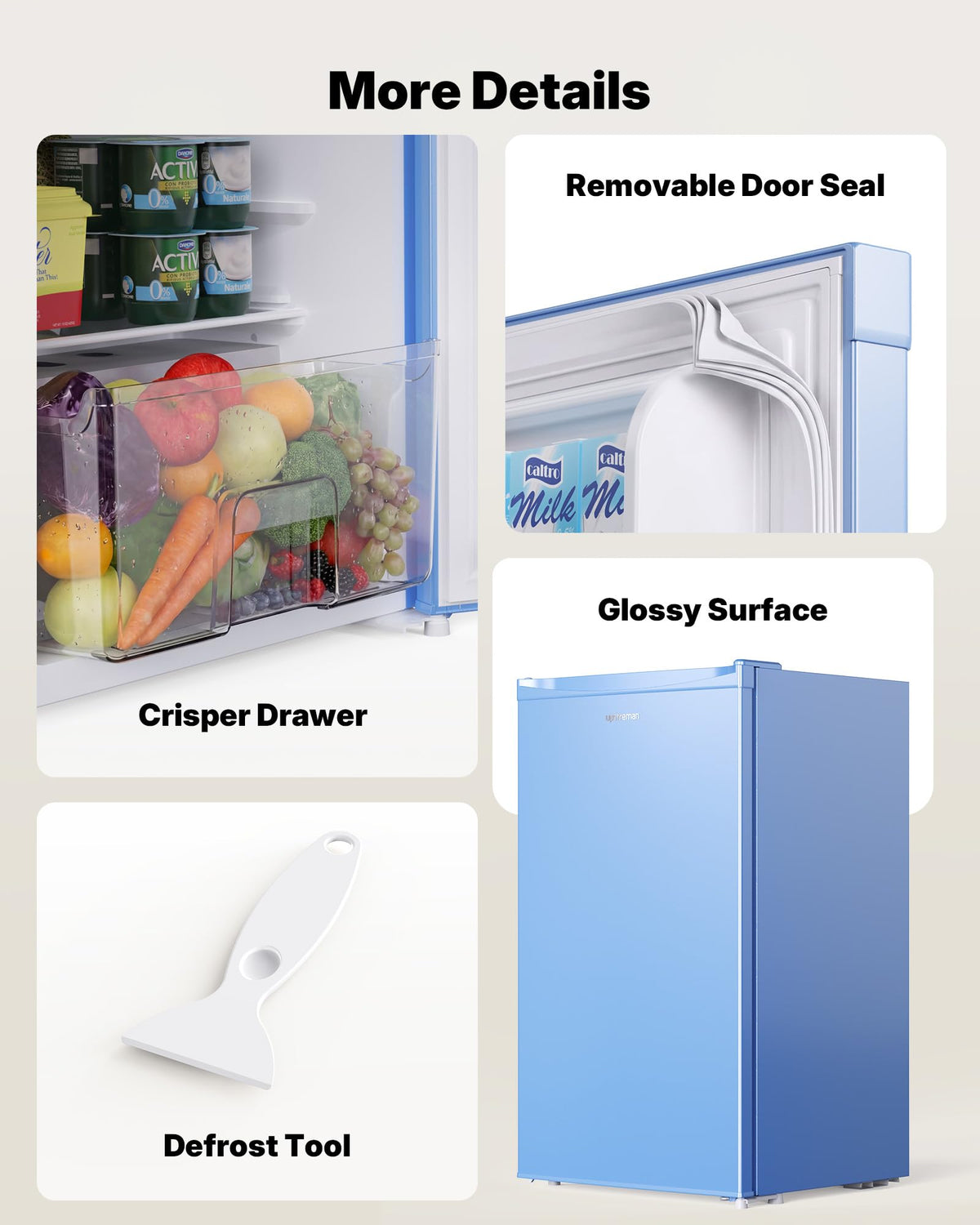 Upstreman 3.2 Cu.Ft Mini Fridge with Freezer, Black-BR321