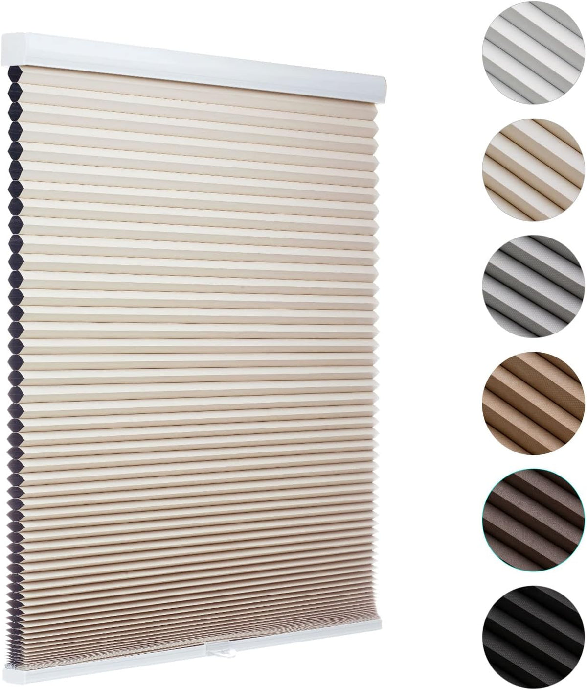 MYshade Cordless Blackout Cellular Shades for Windows, Honeycomb Window Shades with Thermal Insulation, Child & Pet Safe Room Darkening Shade, Easy Install,24" W x 50" H, Light Brown
