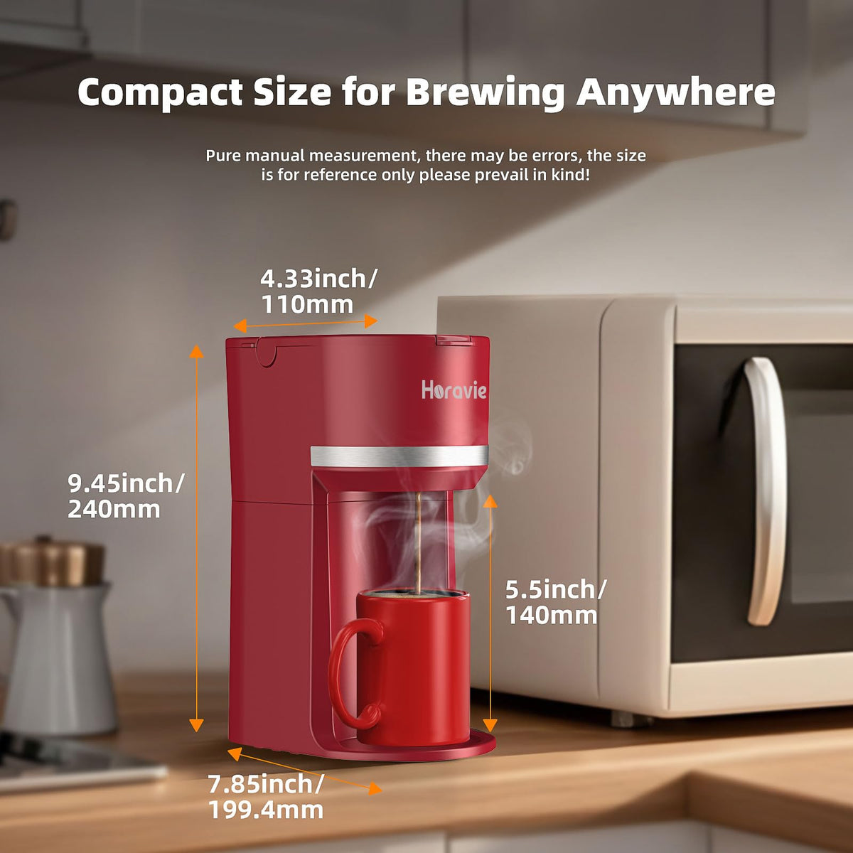 Small Single Serve Coffee Maker for K Cup and Grounds with One Button