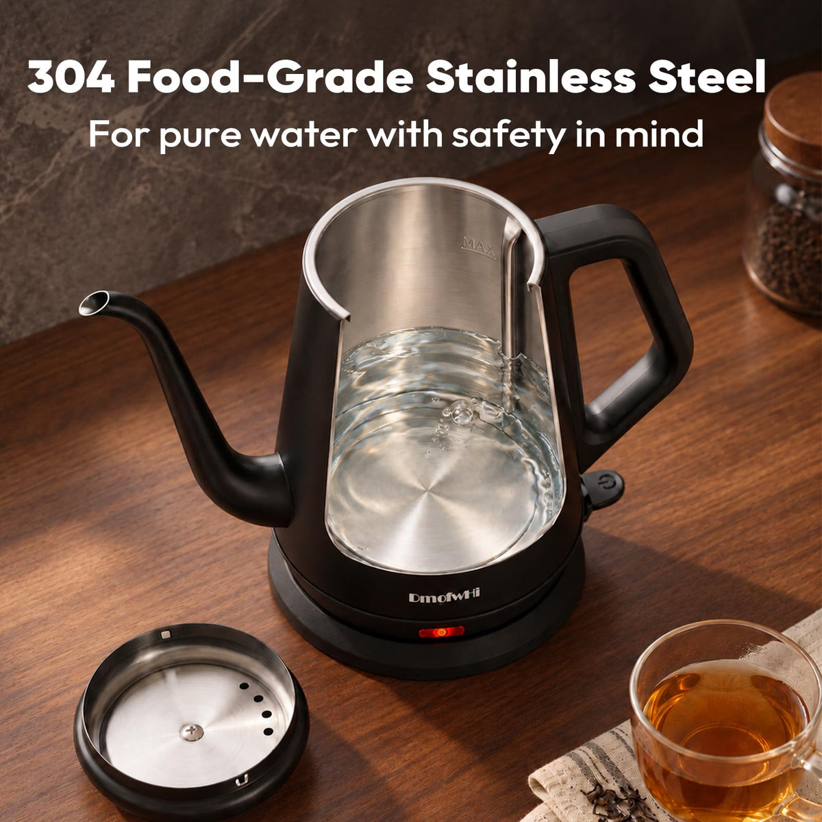 DmofwHi Gooseneck Electric Kettle(1.0L), 100% Stainless Steel BPA Free Classic Pour Over Coffee Kettle | Tea Kettle - Green