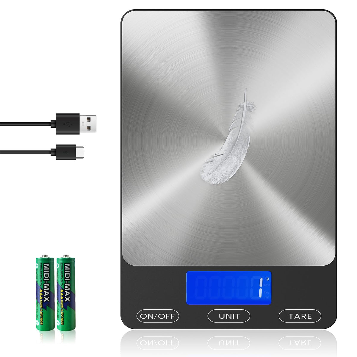 Food Scale -33lb Digital Kitchen Scale for Food Ounces Grams Rechargeable