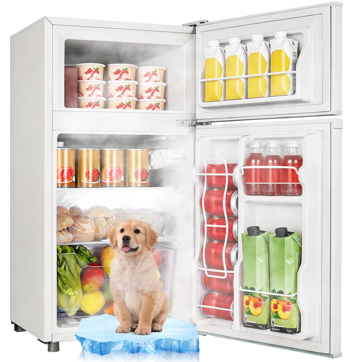3.5 Cu.Ft Black Mini Fridge With Freezer Compact Refrigerator Dorm