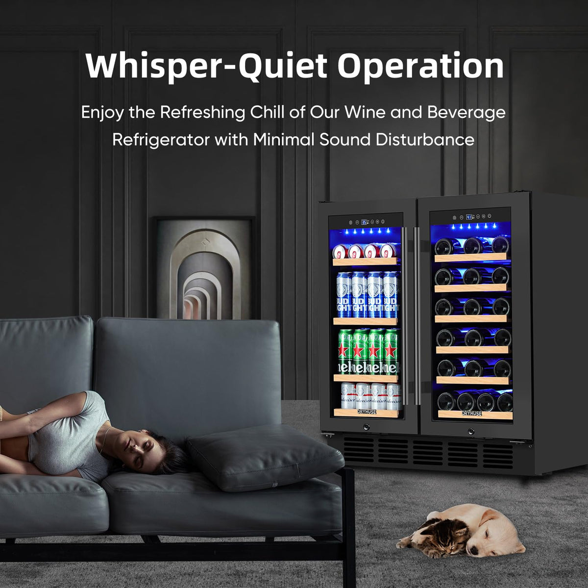 200 Bottle Upgrade Wine Cooler Refrigerator - 24 Inch Large Capacity Wine Fridge Built-In Freestanding, with Quiet Compressor, Professional Temperature Control & Wine Cellar - Black