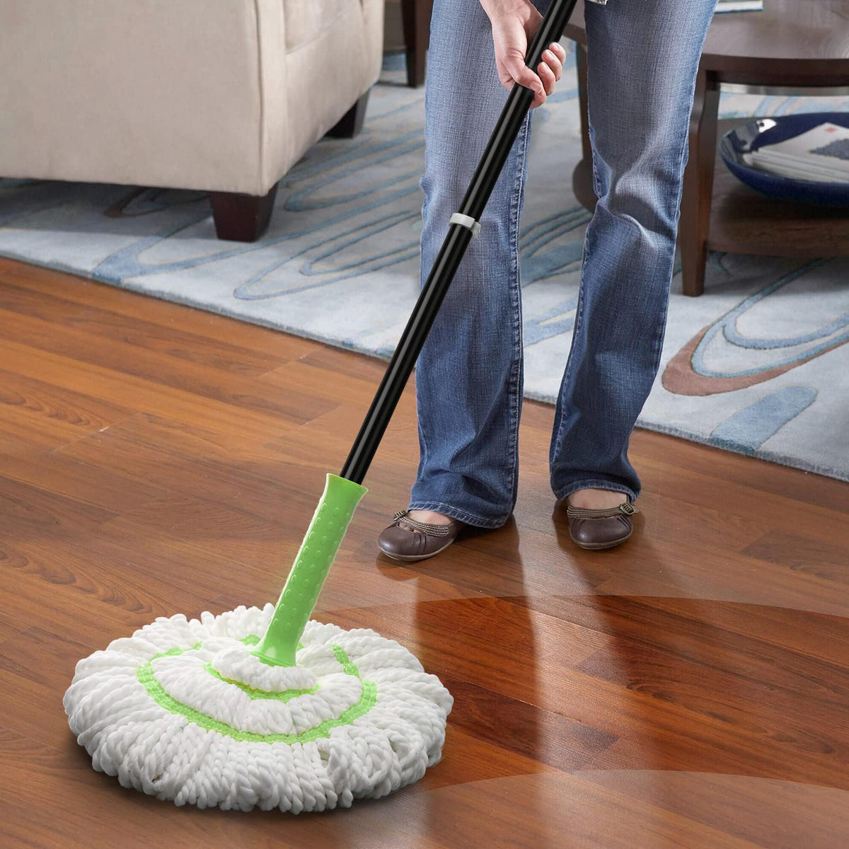 Self-Wringing Twist Mops for Floor Cleaning, Microfiber Floor mop with 57 " Long Handle, Easy Wringing Mop for Hardwood Commercial Household Clean