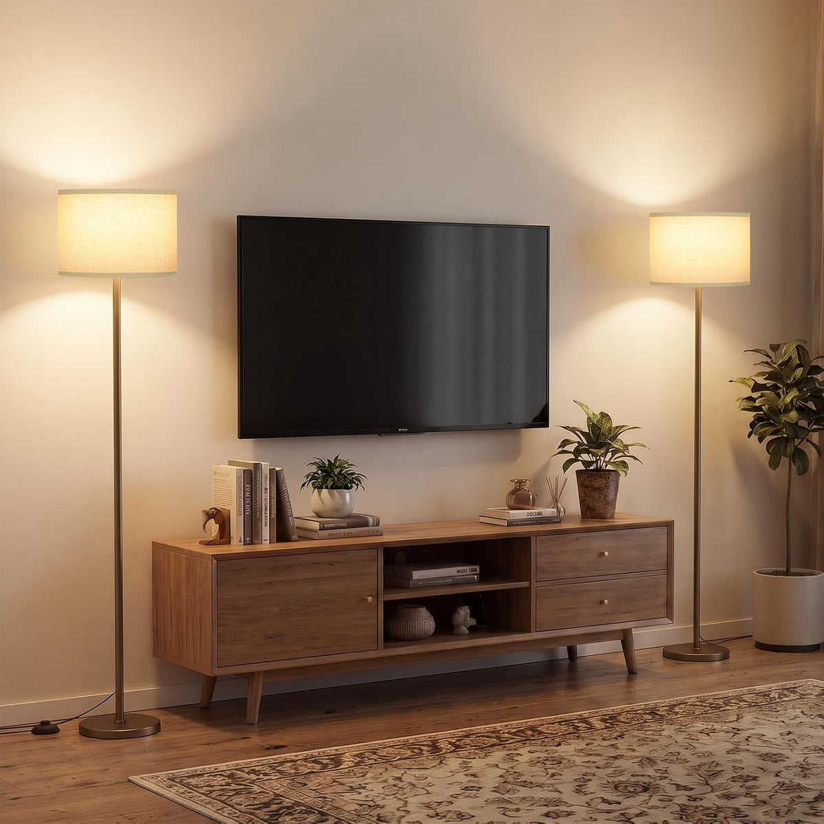 Modern Floor Lamp Simple Design with White Shade & Foot Pedal Switch