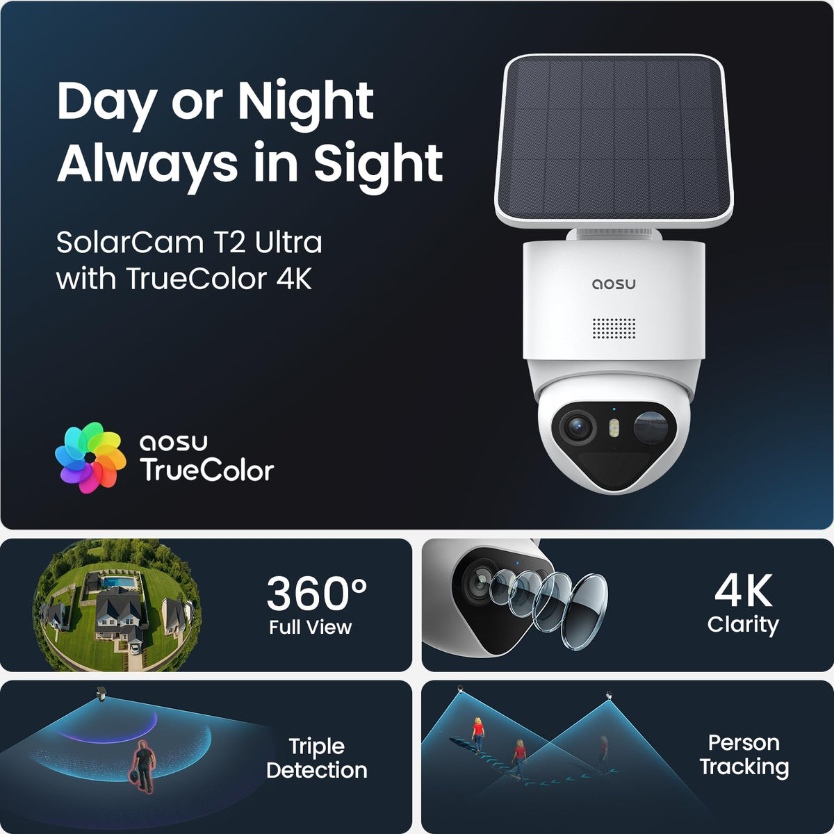 aosu T2 Ultra 4K Camera for Home Security, 2 Cam Kit,TrueColor Night Vision