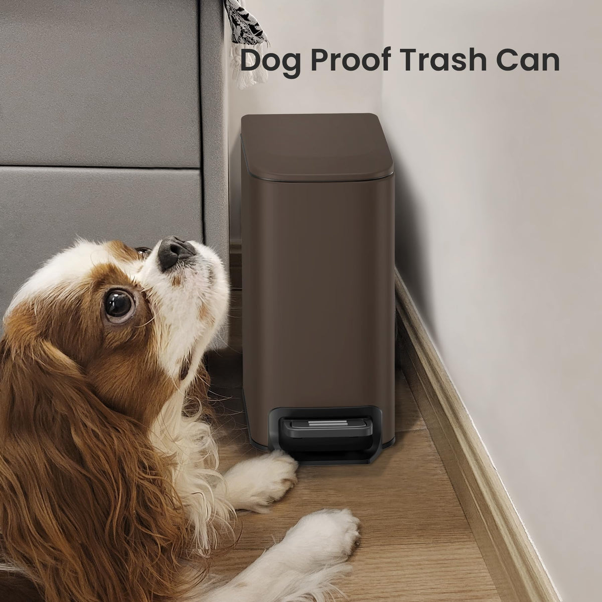 Cesun Small Bathroom Trash Can with Lid, 1.6 Gal, Soft Close, Matte Black