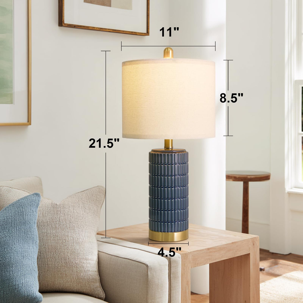 PoKat 20.75" Small Modern Ceramic Table Lamps Set of 2 for Bedroom, White