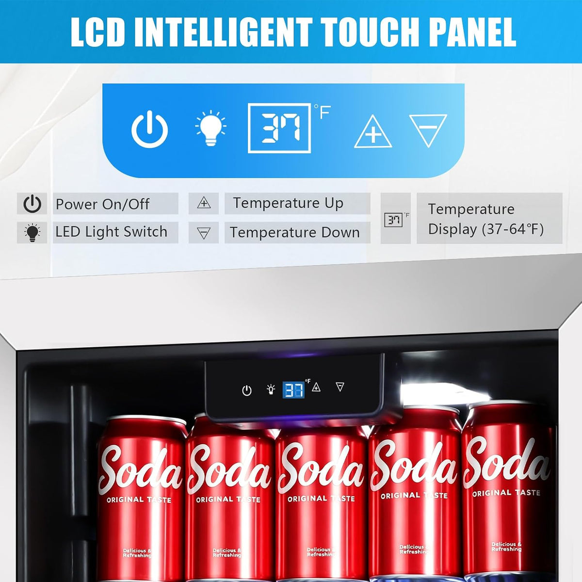 Beverage Refrigerator Cooler, 120 Can Mini Beverage Fridge with Reversible Glass Door for Soda Beer, 3 Cu.Ft Drink Fridge with Digital Temperature Control & Adjustable Shelves - Silver