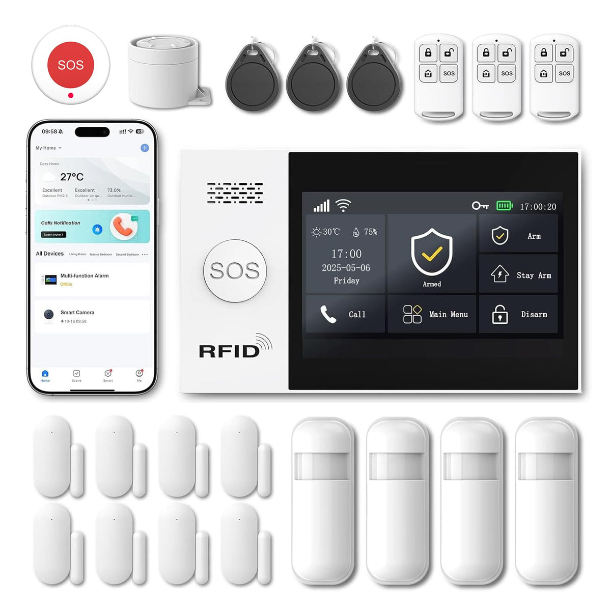 WiFi Wireless Alarm System for Home Security - 24/7 Protection Smart Device