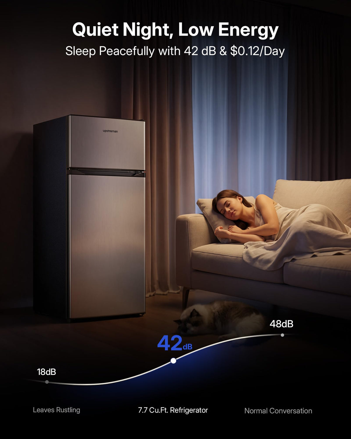 Upstreman 7.7 Cu.Ft. Refrigerator with Freezer Double Door Fridge