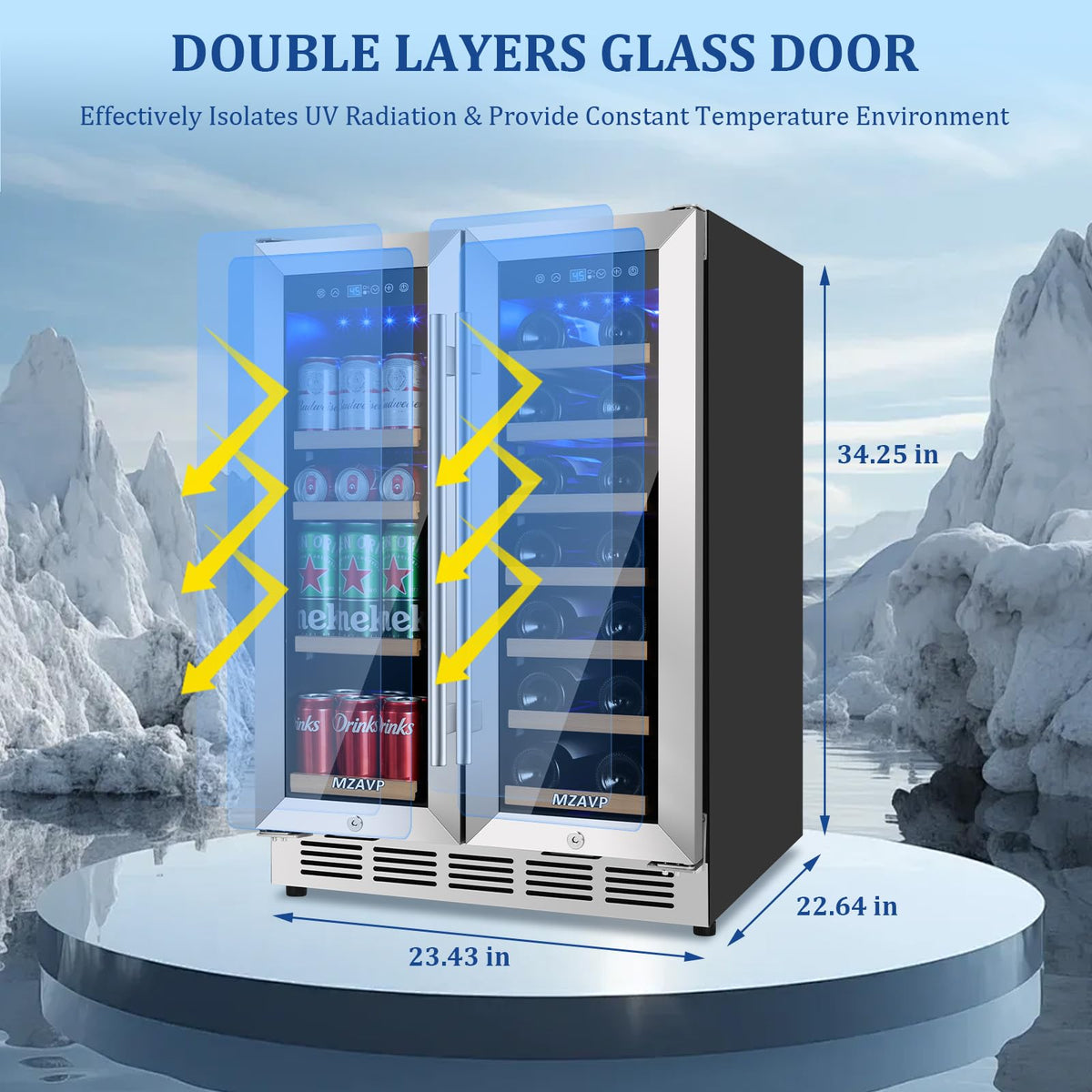 Beverage Refrigerator Cooler, 120 Can Mini Beverage Fridge with Reversible Glass Door for Soda Beer, 3 Cu.Ft Drink Fridge with Digital Temperature Control & Adjustable Shelves - Silver