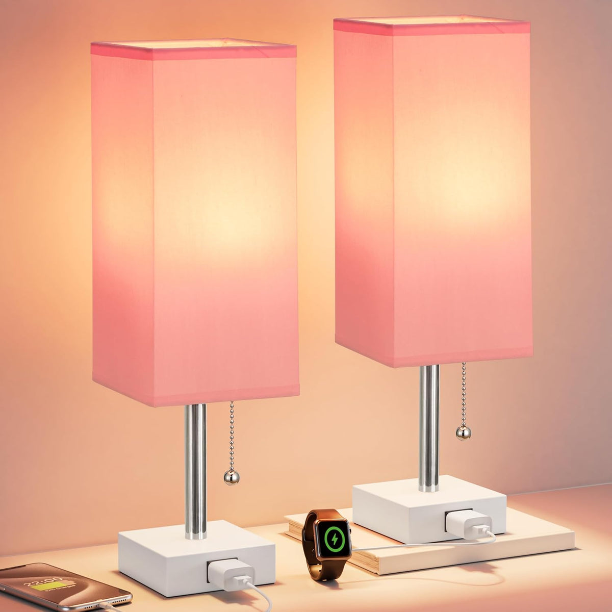 Fenmzee Bedside Lamp for Bedroom Set of 2 - Small Table Lamp for Nightstand