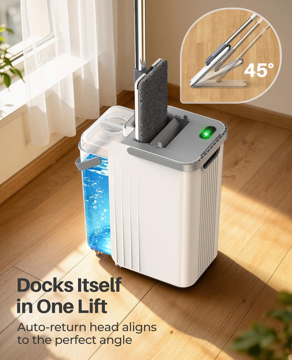Mop and Bucket Set, Flat Mop and Bucket System for Floor Cleaning