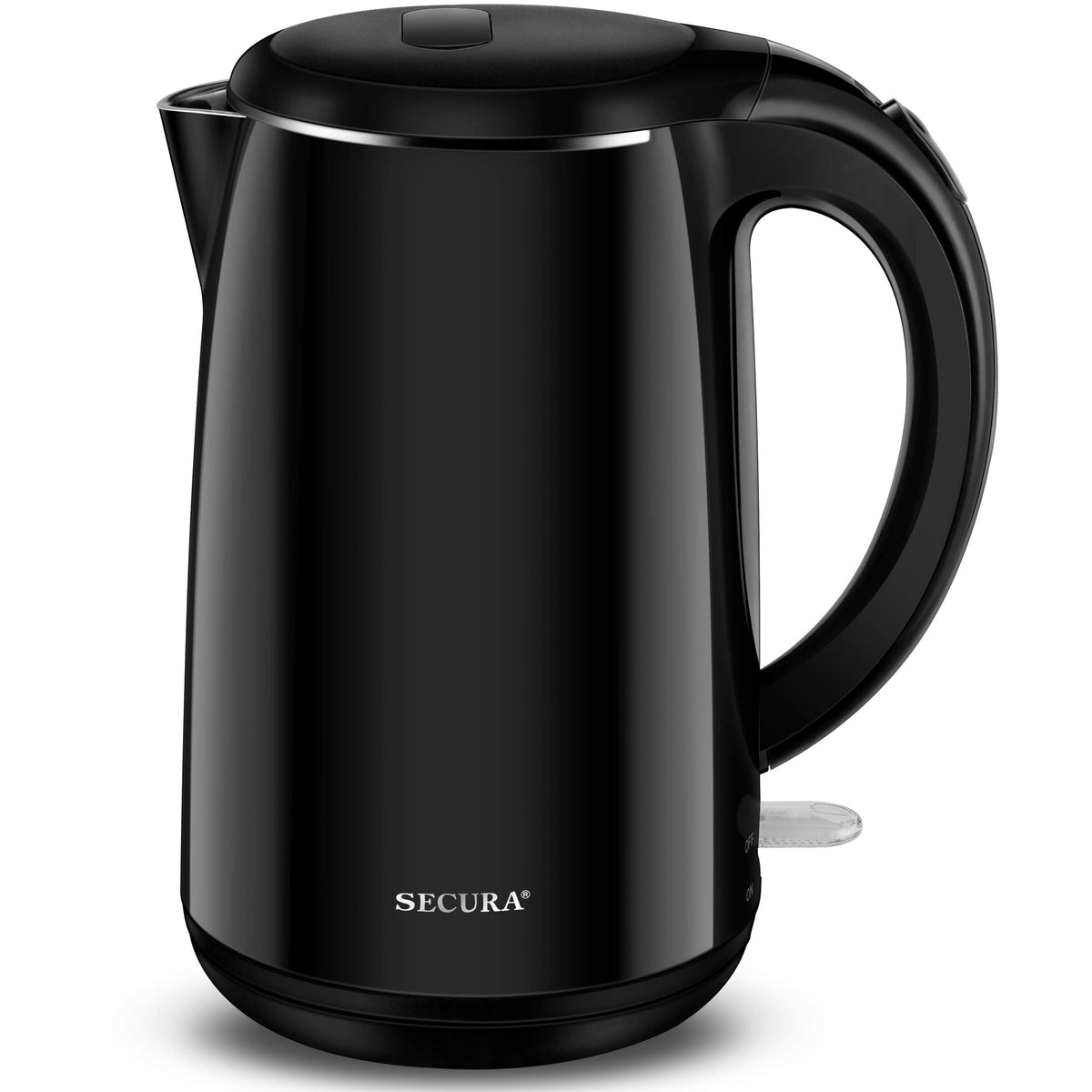 Secura Original Stainless Steel Double Wall Electric Water Kettle 1.8 Quart with Auto Shut-Off & Boil-Dry Protection, Dark Purple SWK-1701DP/HB-3227B
