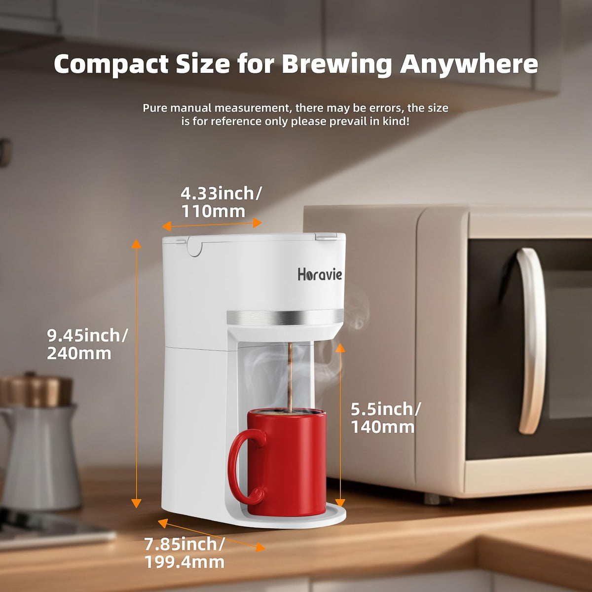 Small Single Serve Coffee Maker for K Cup and Grounds with One Button