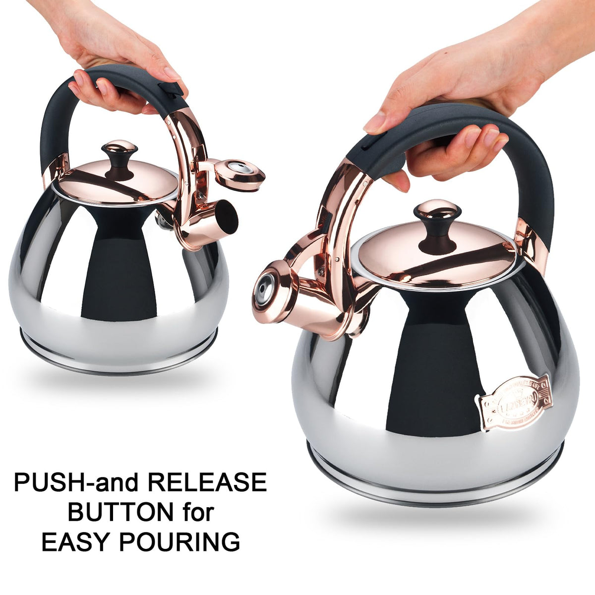 Tea Kettle for Stove Top Whistling Teapot, 3.2Q Tea Pot Stainless Steel Teakettle with Heat Proof Ergonomic Handle
