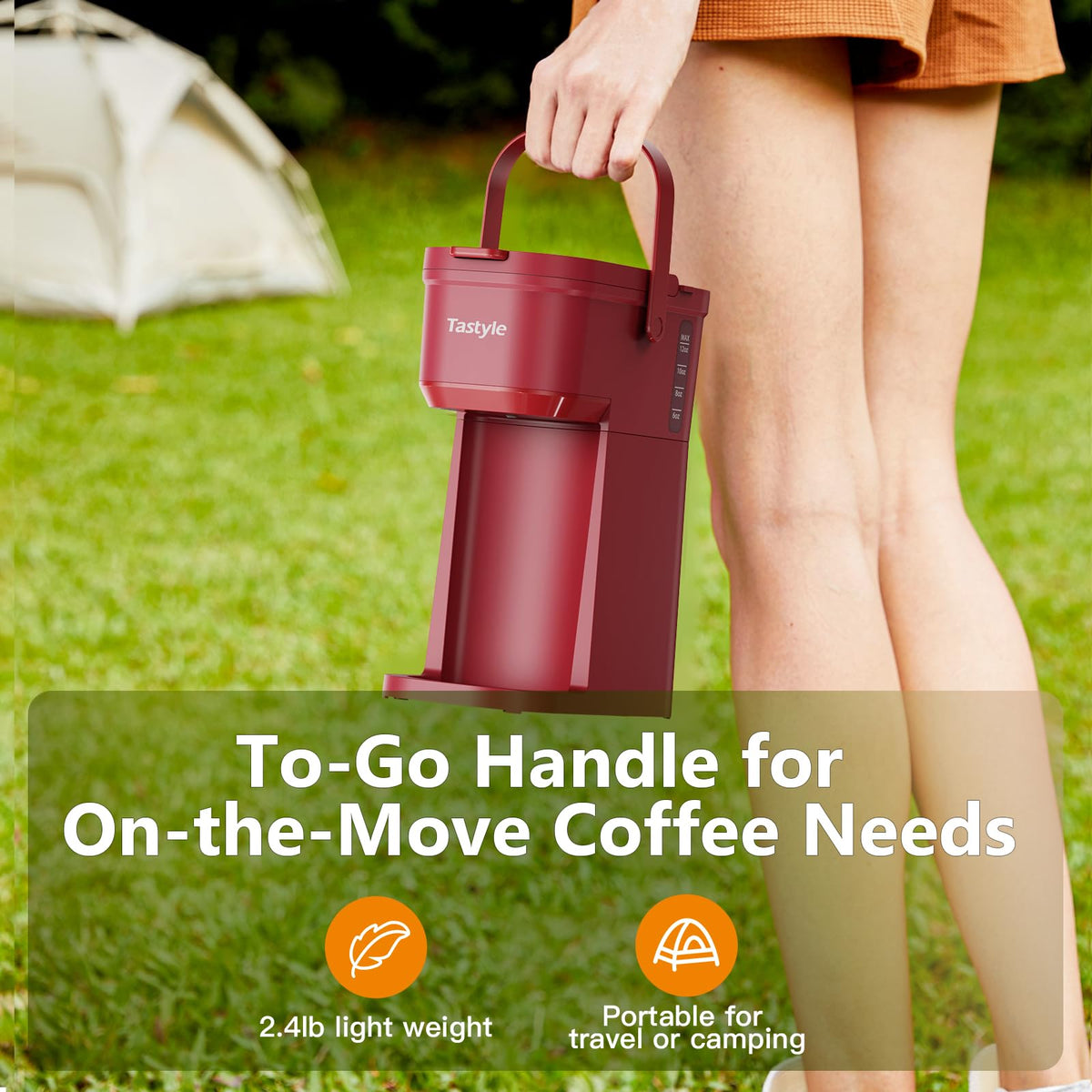 Tastyle Mini Single Serve Coffee Maker for K Cups and Grounds with Handle