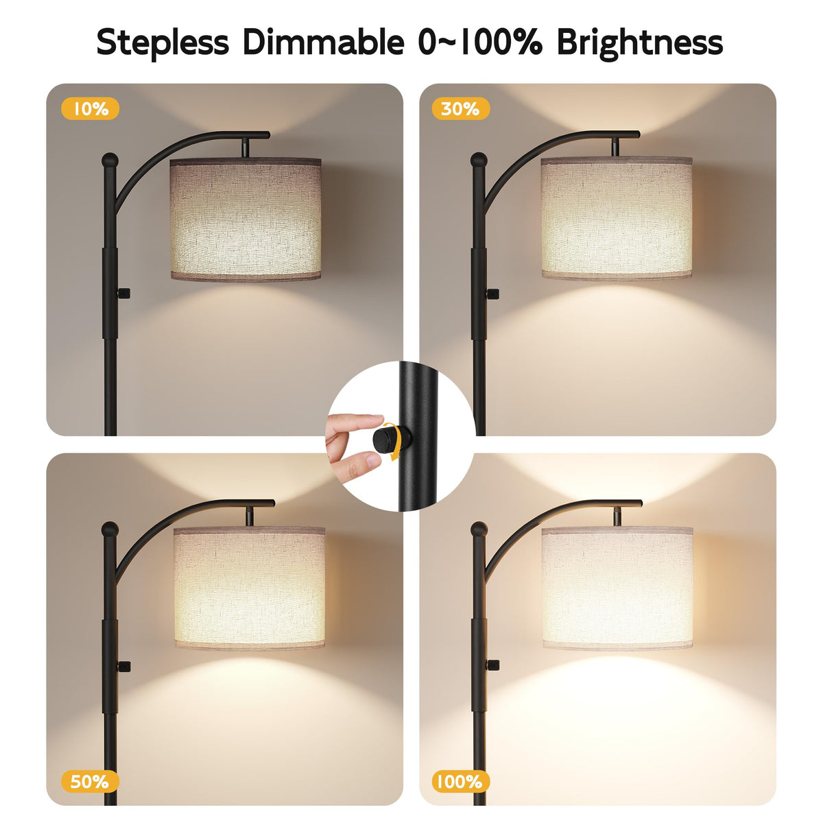SUNMORY Arc Floor Lamp, Modern Floor Lamp with 3 Color Temperatures Bulb