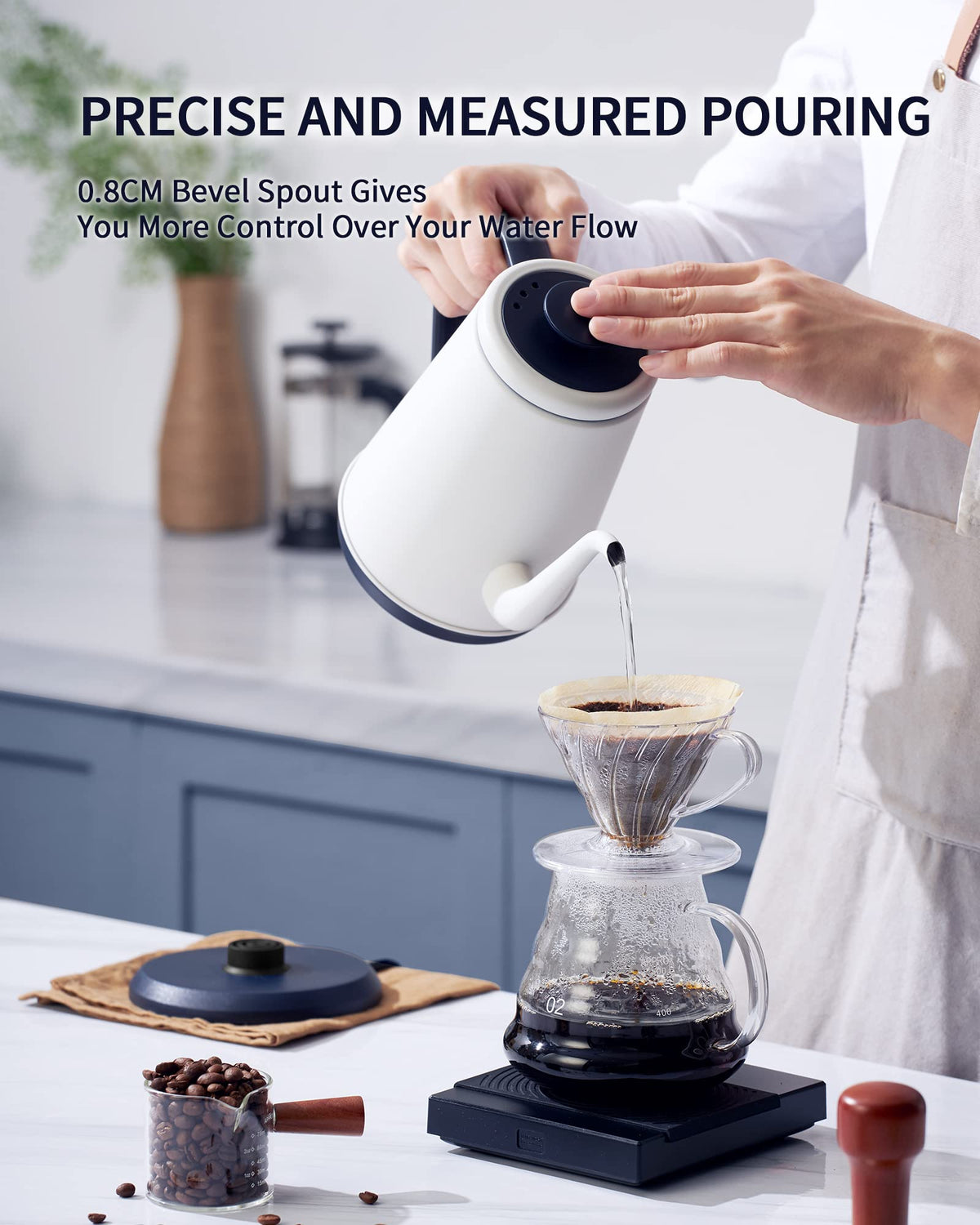 DmofwHi Gooseneck Electric Kettle(1.0L), 100% Stainless Steel BPA Free Classic Pour Over Coffee Kettle | Tea Kettle - Green