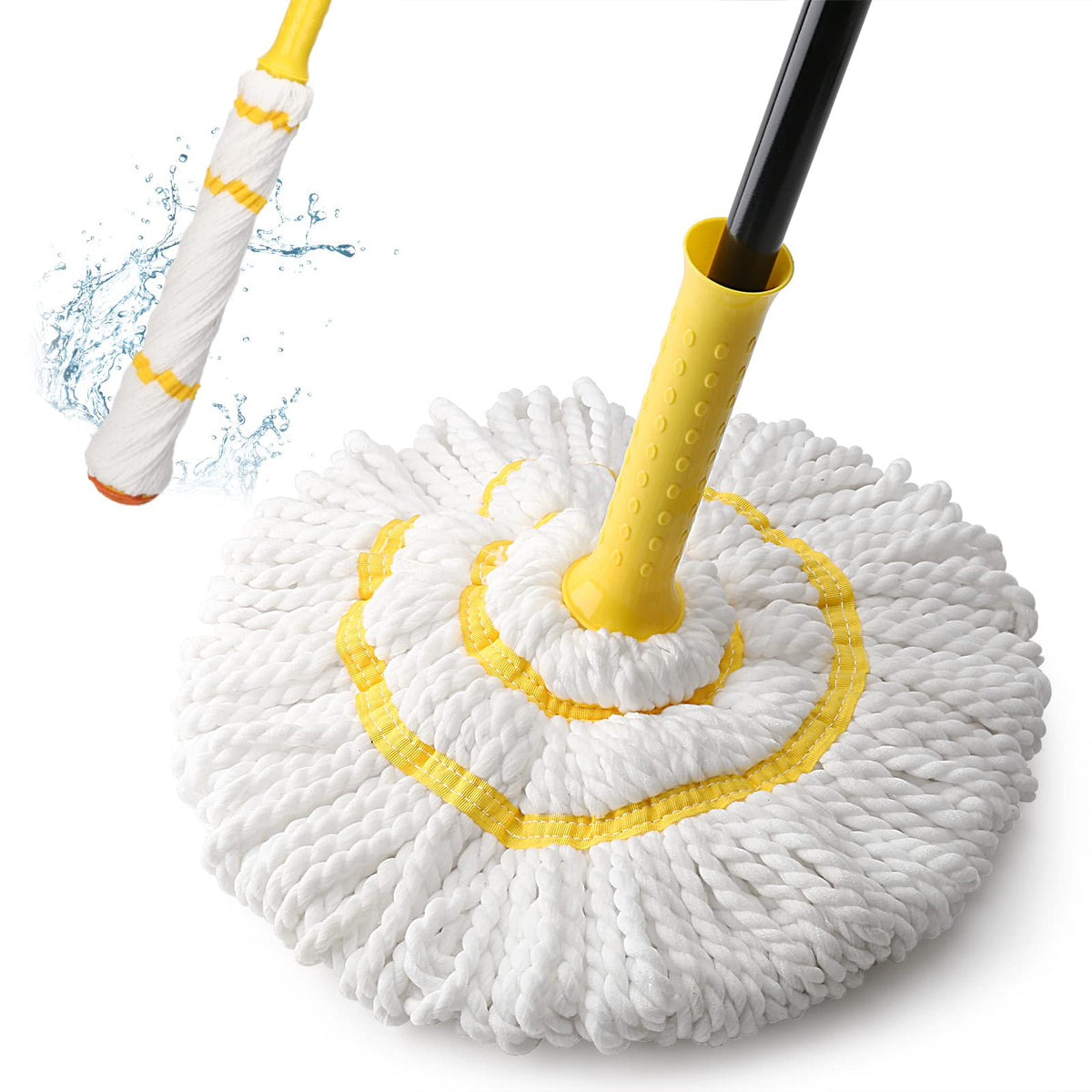 Self-Wringing Twist Mops for Floor Cleaning, Microfiber Floor mop with 57 " Long Handle, Easy Wringing Mop for Hardwood Commercial Household Clean
