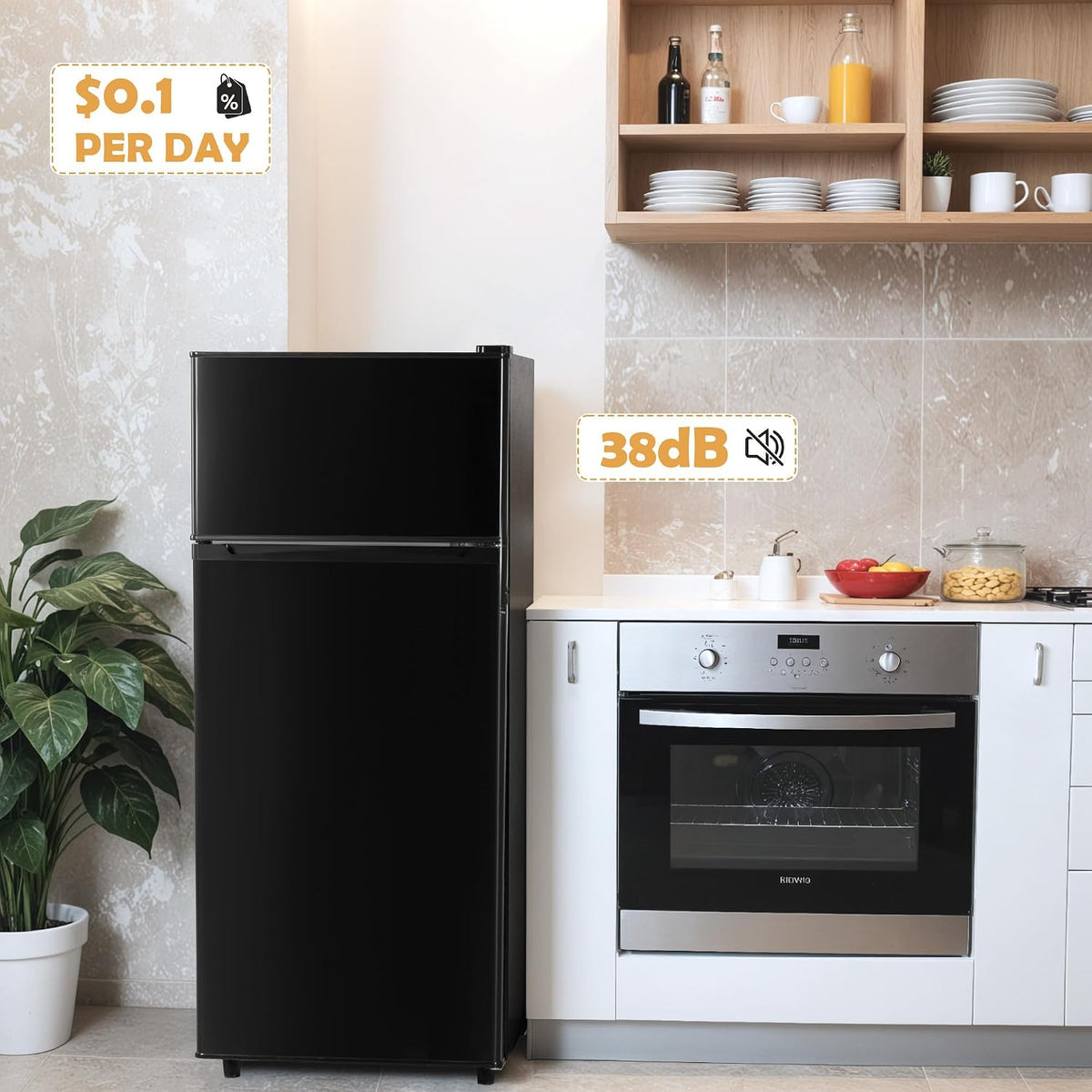 4.5 Cu.Ft Mini Fridge Freezer for Dorm/Office, 2-Door, Quiet