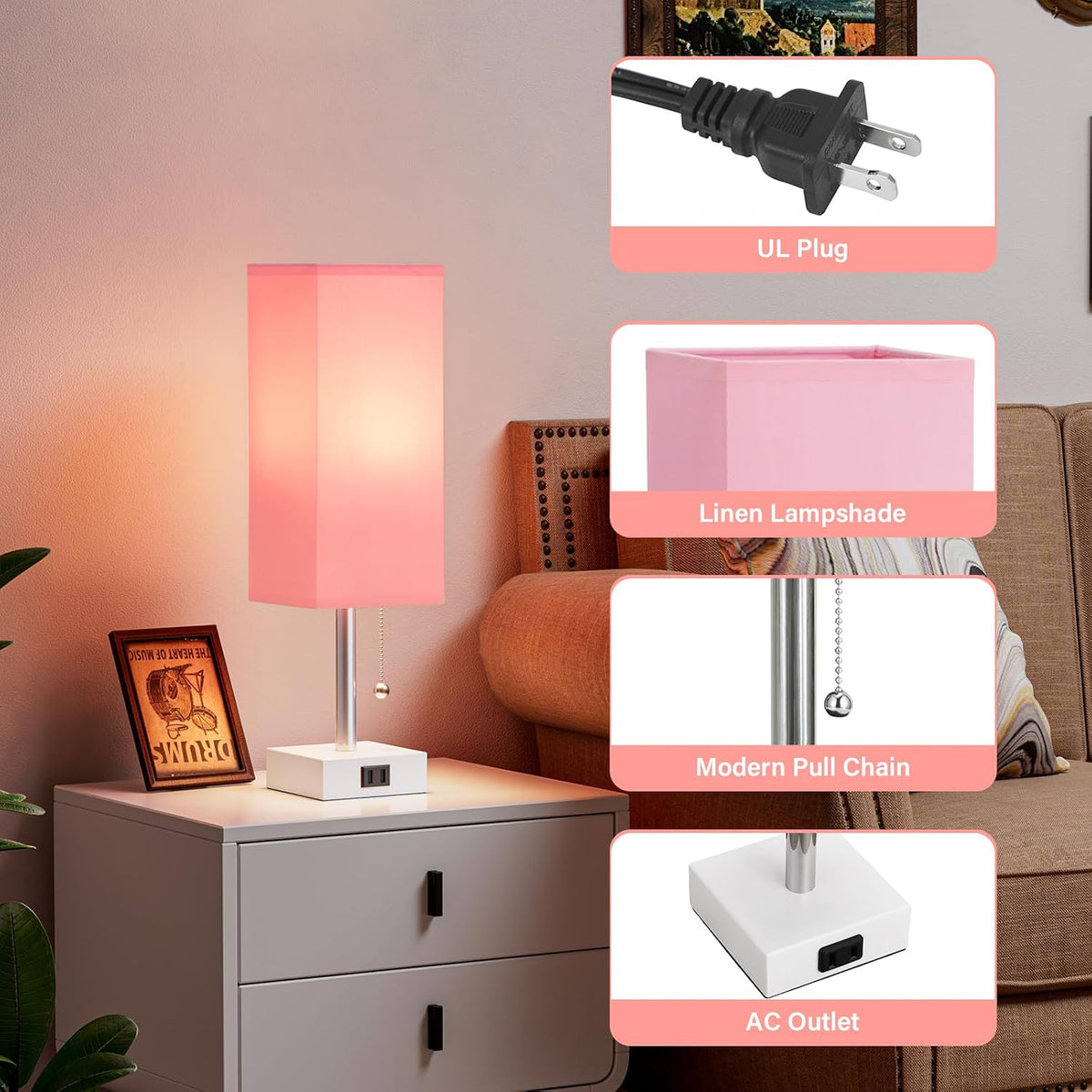 Fenmzee Bedside Lamp for Bedroom Set of 2 - Small Table Lamp for Nightstand