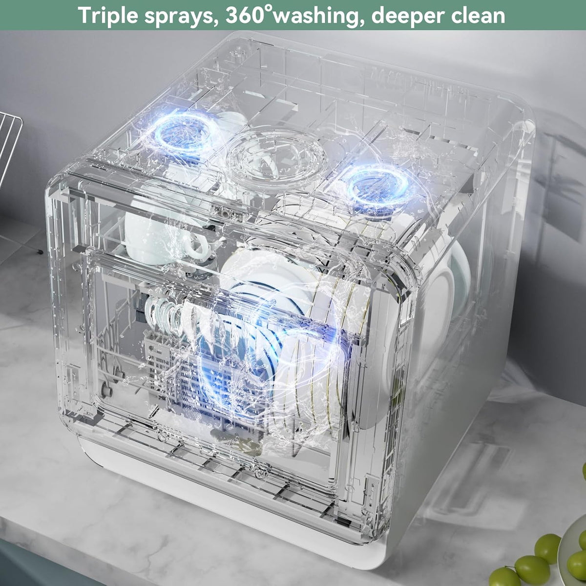 Hermitlux Countertop Dishwasher, 5 Place Settings Portable Dishwashers Mini