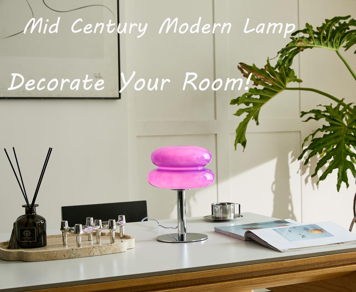 Glivpny Mushroom Lamp Table Lamp, Mid Century Modern Bedroom Lamps(Orange)