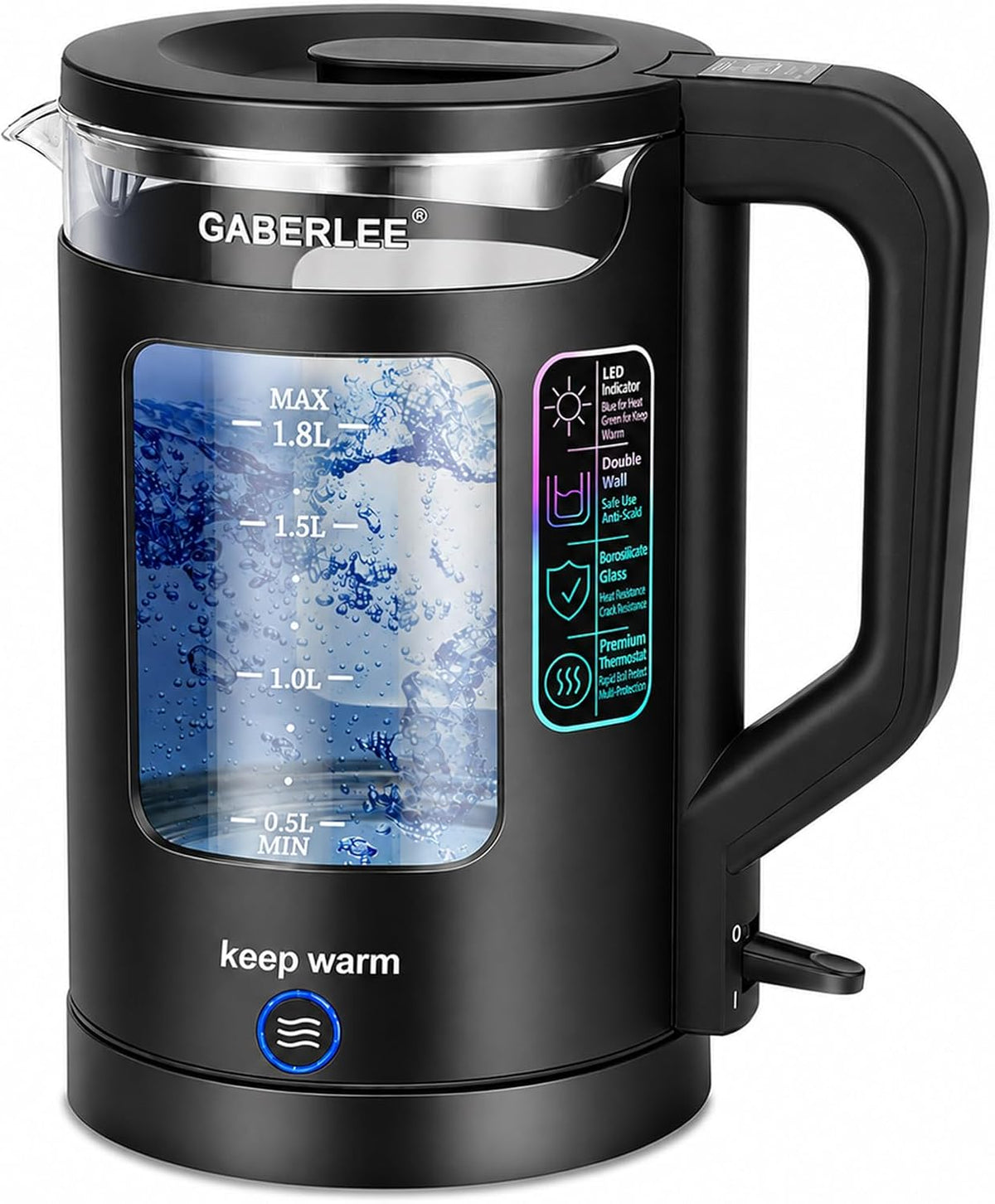 Electric Kettle, 1.8L Glass Tea Kettle with Keep Warm Function
