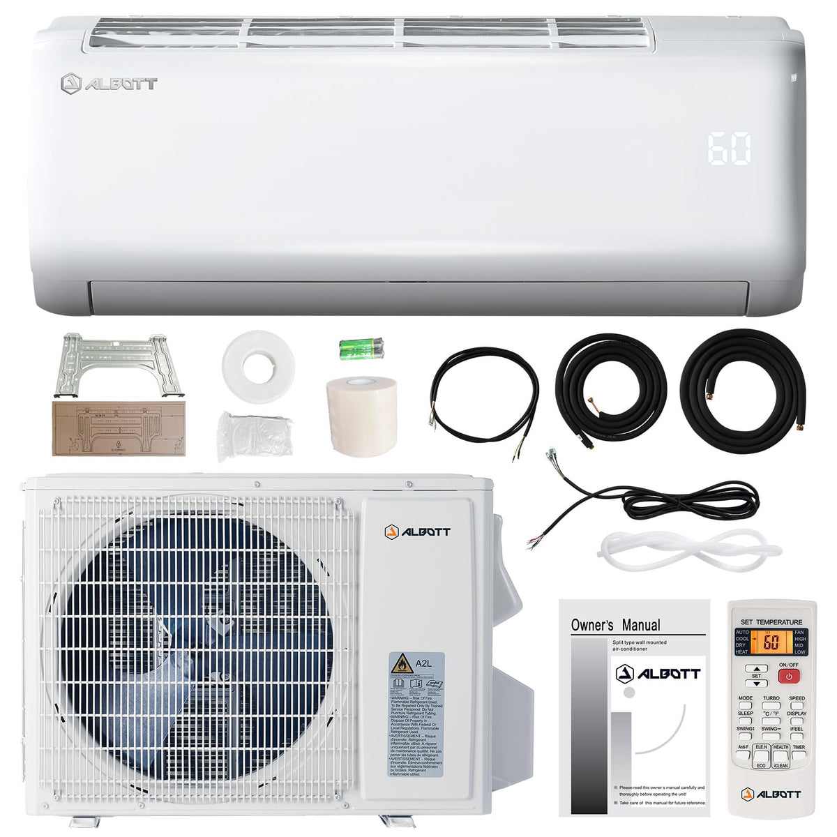 Albott 12,000 BTU Mini Split Air Conditioner and Heater SEER2 18, 115V