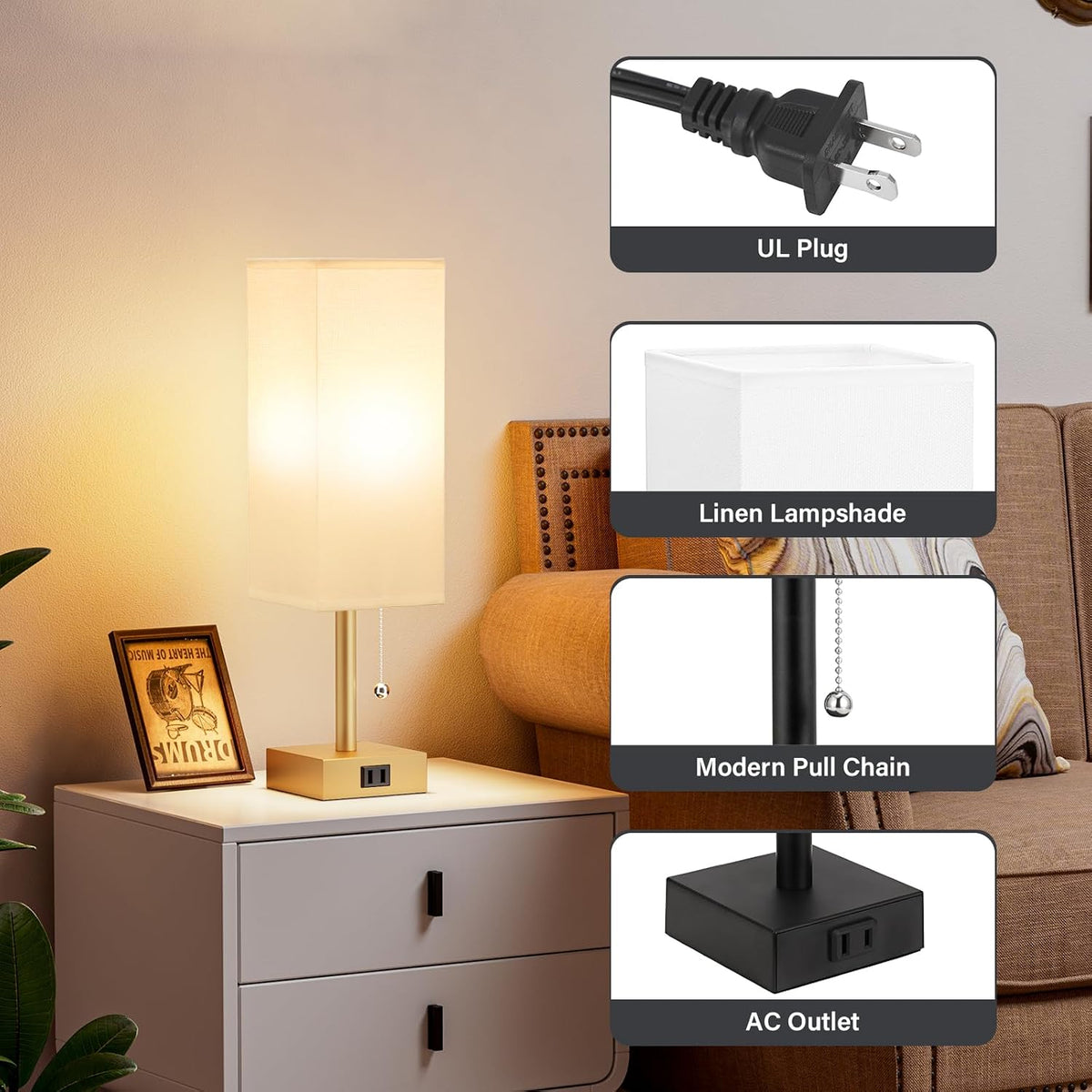 Fenmzee Bedside Lamp for Bedroom Set of 2 - Small Table Lamp for Nightstand