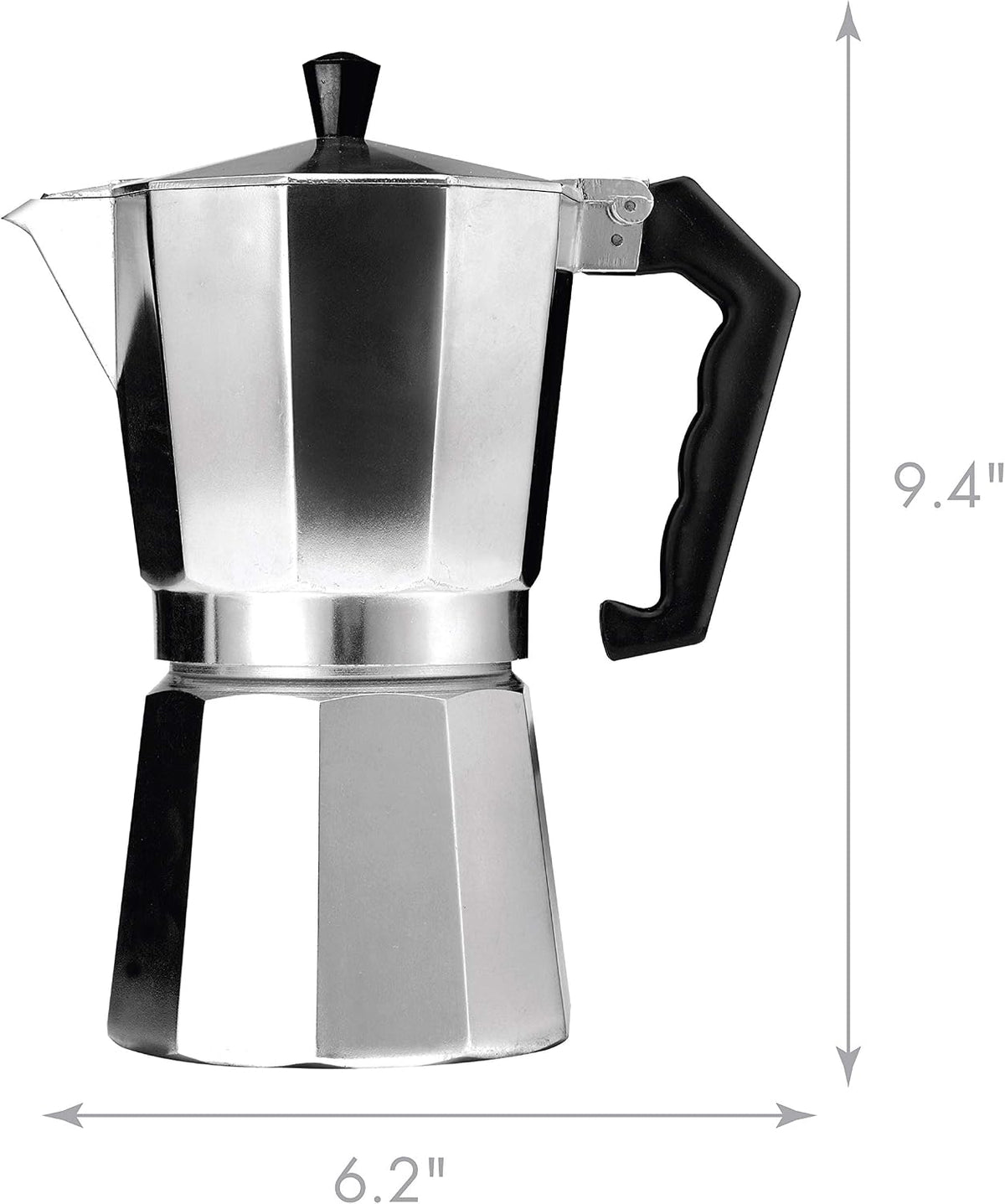Primula Classic Stovetop Espresso and Coffee Maker, Moka Pot for Italian and Cuban Café Brewing, Greca Coffee Maker, Cafeteras, 9 Espresso Cups, Silver