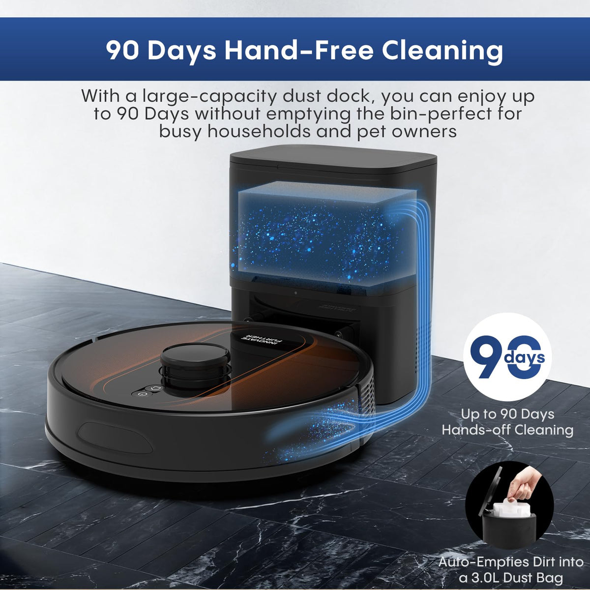 Robot Vacuum and Mop Combo, 6000Pa Powerful Suction, LiDAR, Self-Emptying