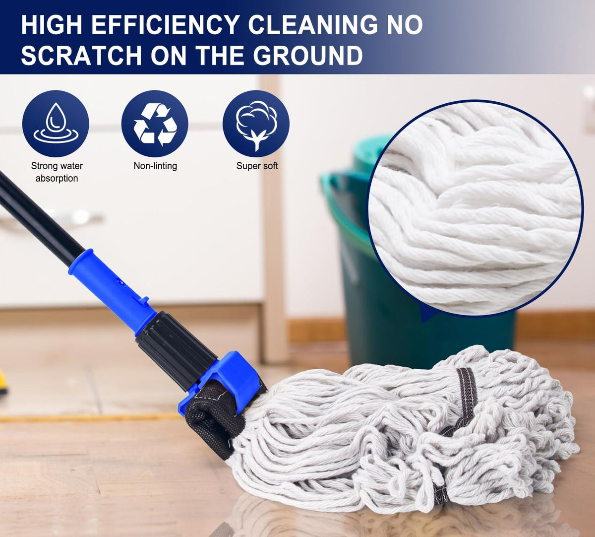 KeFanta Commercial Mop Heavy Duty Industrial Mop,60" String Wet Cotton Mops