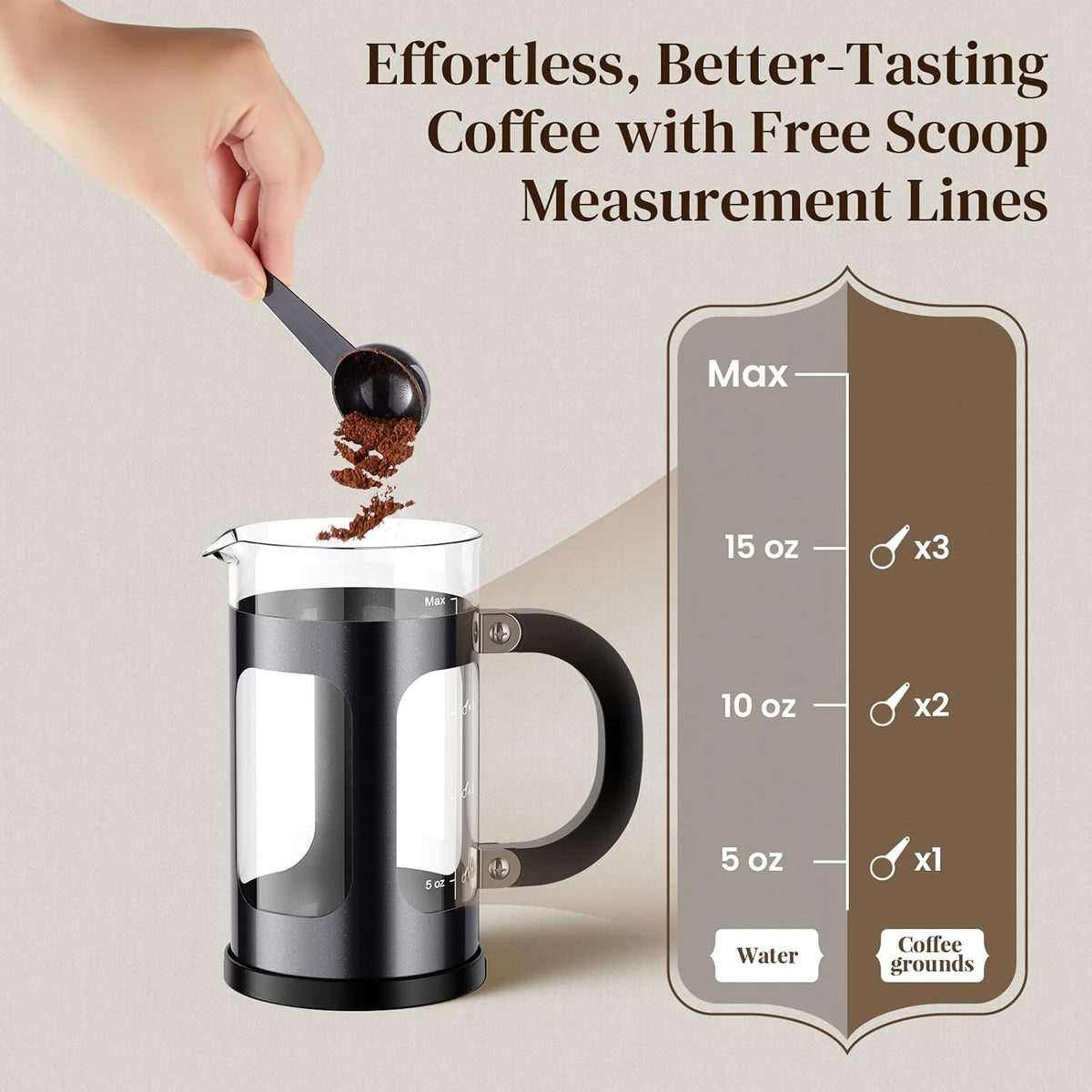 Veken 34oz French Press Coffee Maker, No Plastic Touching Cafe,1 L Cafetera