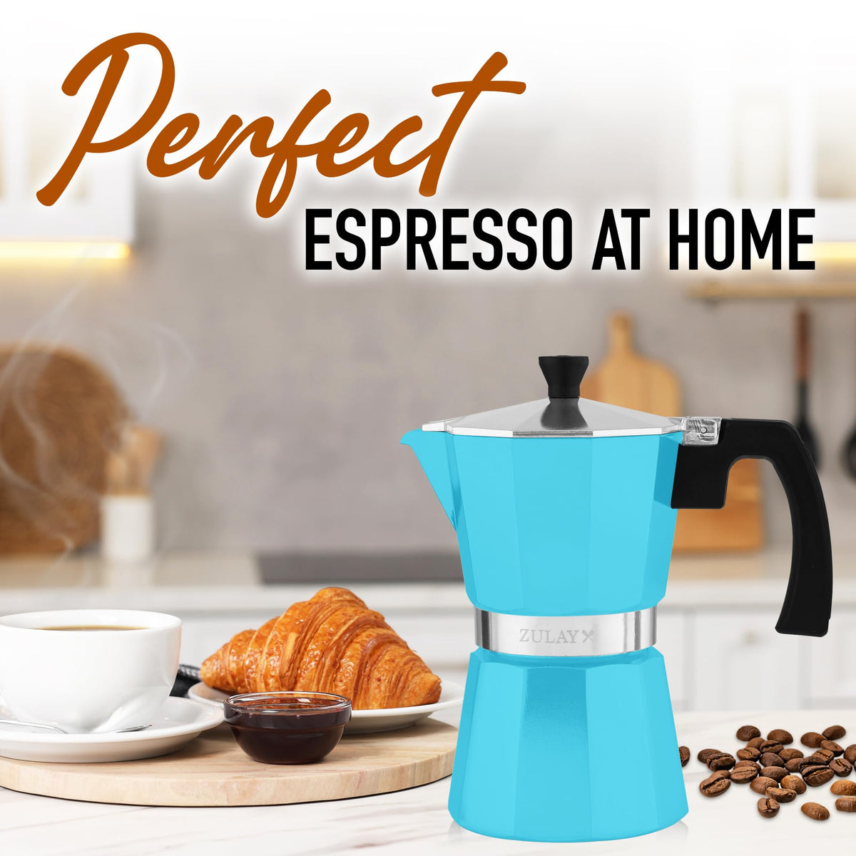 Zulay Moka Pot Espresso Stovetop Coffee Maker - Leak-Proof, Stainless Steel, Easy to Clean, Heat Resistant Handle & Knob - for Authentic Cuban & Italian Style Espresso - Makes 6 Espresso Cups - Red