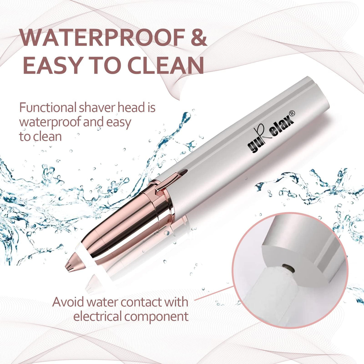 gurelax Eyebrow Hair Remover, Electric Eyebrow Trimmer for Women,Face and Eye Brow Razor with LED Light for Women Rechargeable with 2 x Replacement Heads (White)