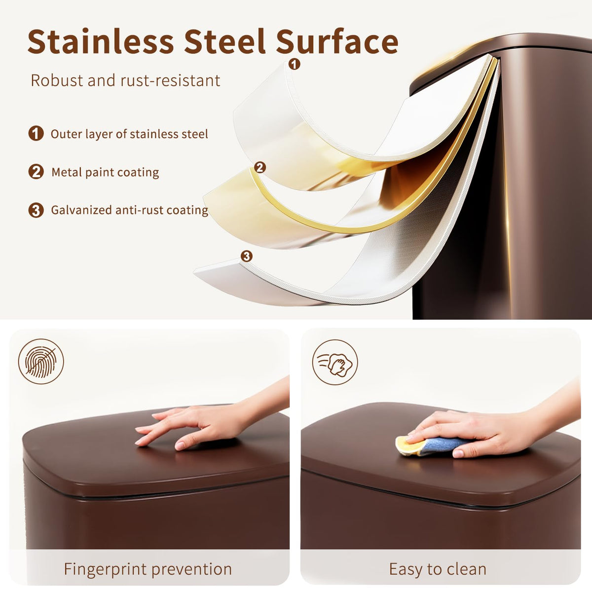 PayLessHere | 13G Trash Can with Lid | Steel | Removable Inner Bucket
