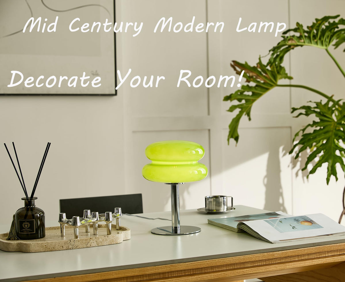 Glivpny Mushroom Lamp Table Lamp, Mid Century Modern Bedroom Lamps(Orange)